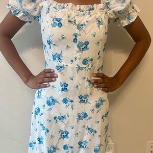 Zara Women’s  Blue Floral Midi Cottagecore Dress Size M